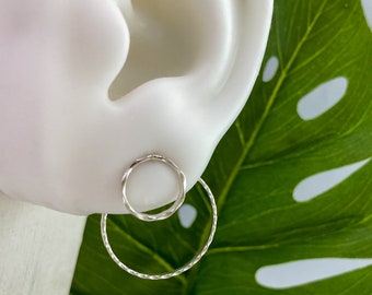 Twisted Ring Post Earrings with Jackets in Argentium Silver - mix and match for multiple styles and looks