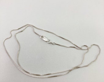 18” Sterling Silver Venetian Box Chain Necklace with optional extender chain