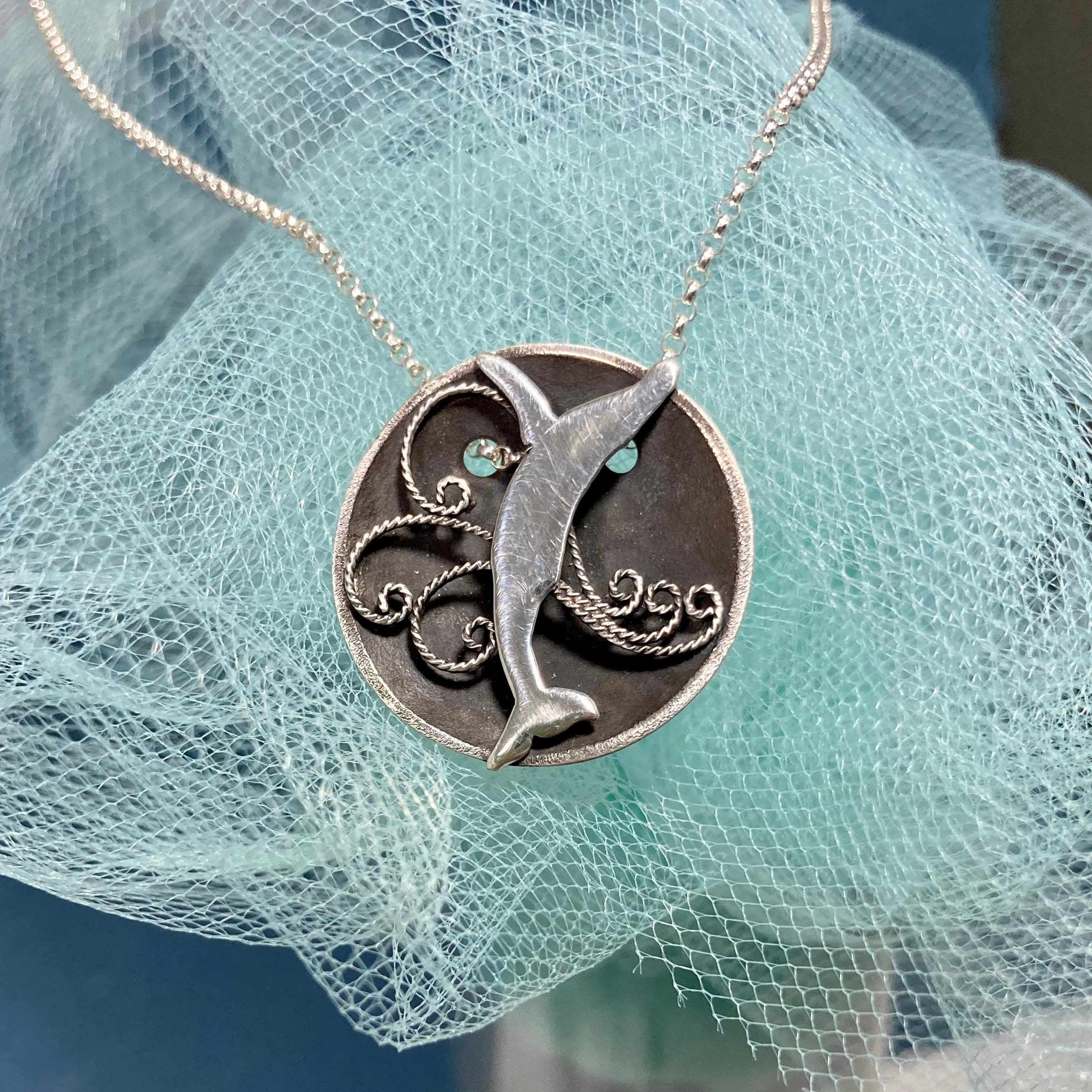 Blue Whale Necklace in Sterling Silver Etsy