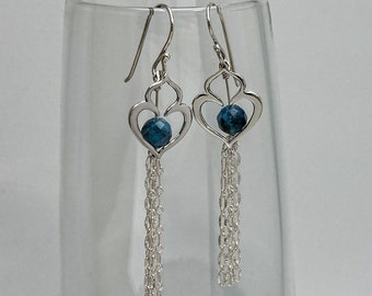 Silver & Santa Maria Aquamarine Chain Fringe Earrings