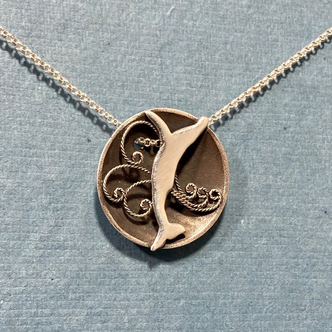 Blue Whale Necklace in Sterling Silver Etsy