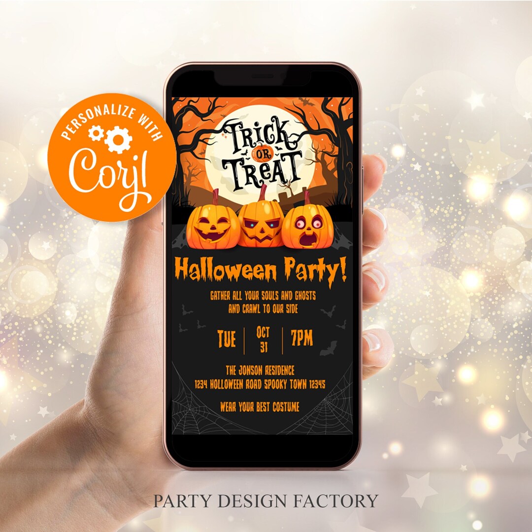 Editable Halloween Party Invitation Template, Pumpkin Carving, Trick or ...