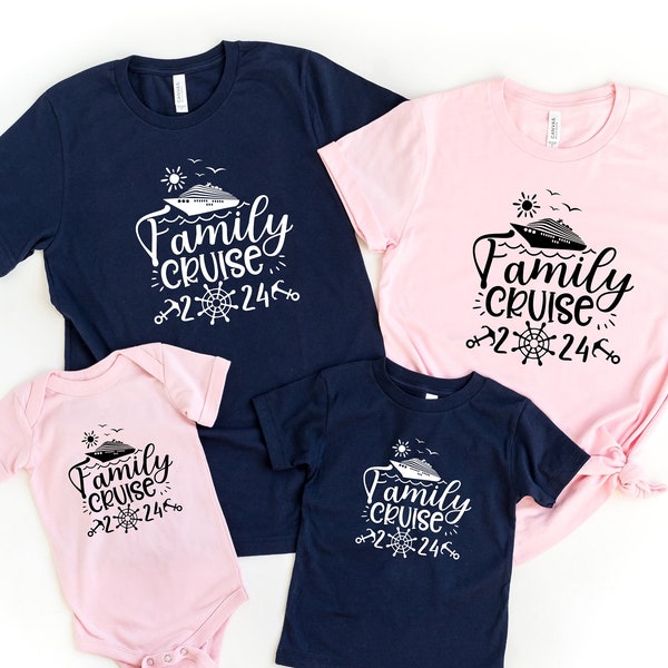 Chemise famille croisière vacances 2024, chemises assorties pour groupe croisière, chemise personnalisée escouade croisière, chemise croisière voyage saison 2024, t-shirt voyage