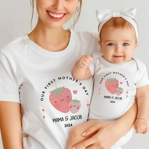 First Mother's Day Matching Mom And Baby Shirt And Bodysuit For Mother's Day With Names, Custom Mother's Day Shirt, Personalized Mom Gift