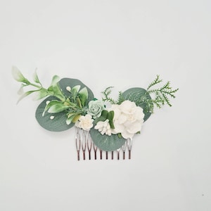 Flower comb , bridal flower comb, eucalyptus hair comb ,flower girls hair comb ,sage green hair comb ,wedding hair accessories, Bridesmaids