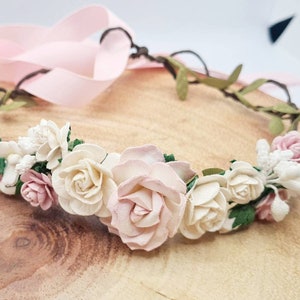 Blush pink and ivory wedding crown ,flower Crown, Boho flower crown , flower girl headband, bridal crown, Bridesmaids flower crown,