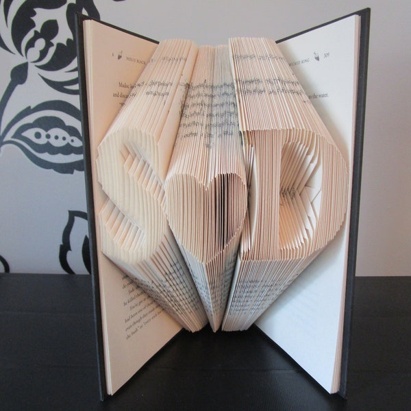 Custom Personalized Letter Heart Letter Folded Book Art, custom gift, valentine's day gift, wedding gift, book sculpture