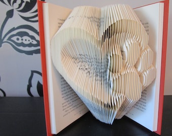 Heart with Paw Folded Book Art, dog lover gift, cat lover gift, birthday gift, book sculpture, Christmas gift