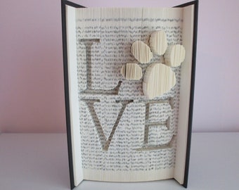 Love with Paw Folded Book Art