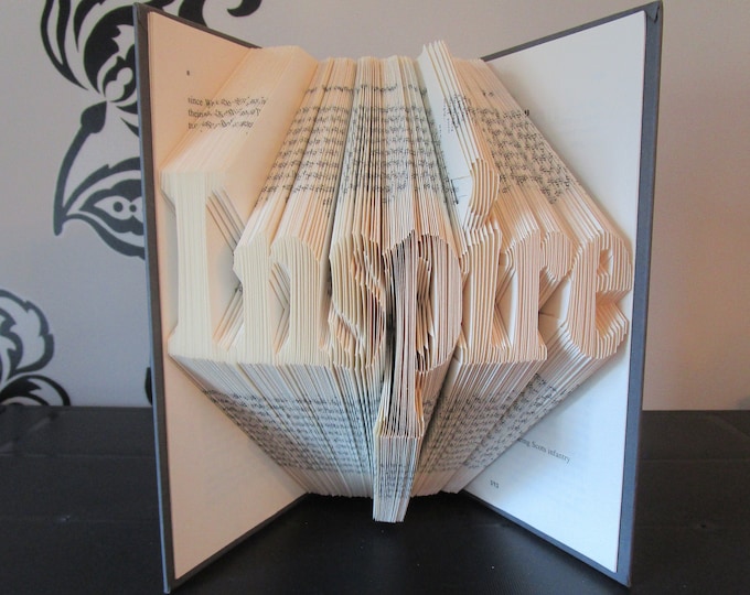 Inspire Folded Book Art, birthday gift, bookish gift, book sculpture, Christmas gift