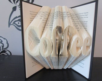 Coffee Folded Book Art, coffee lover gift, kitchen decor gift, book sculpture, Christmas gift