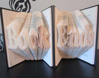 Sujetalibros de arte con libros plegados, regalo para amantes de los libros, regalo para aficionados a la lectura, regalo de cumpleaños, escultura de libro.