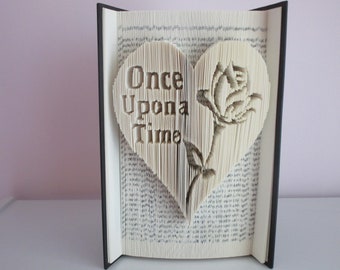 Once Upon a Time with Rose Folded Book Art