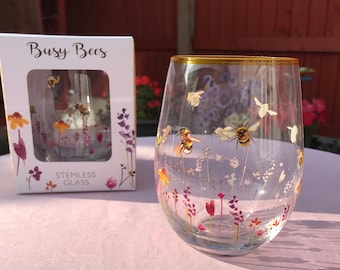 Personalised Bee Stemless Glass