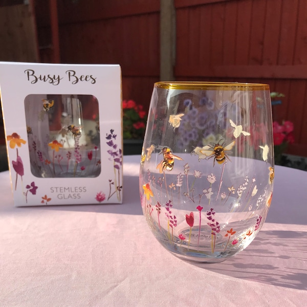 Personalised Bee Stemless Glass