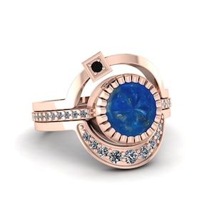 Lapis Ring | Lapis Lazuli Gemstone Ring | Planet Ring | Gemstone Ring | Artisan Ring | Earth Ring | Art Deco Ring | Anniversary Unique Ring