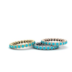 Anillo de eternidad turquesa Anillo turquesa Anillo delicado Joyería turquesa Anillo delicado Anillo de apilamiento Anillo diario Regalo para su regalo de cumpleaños Esposa
