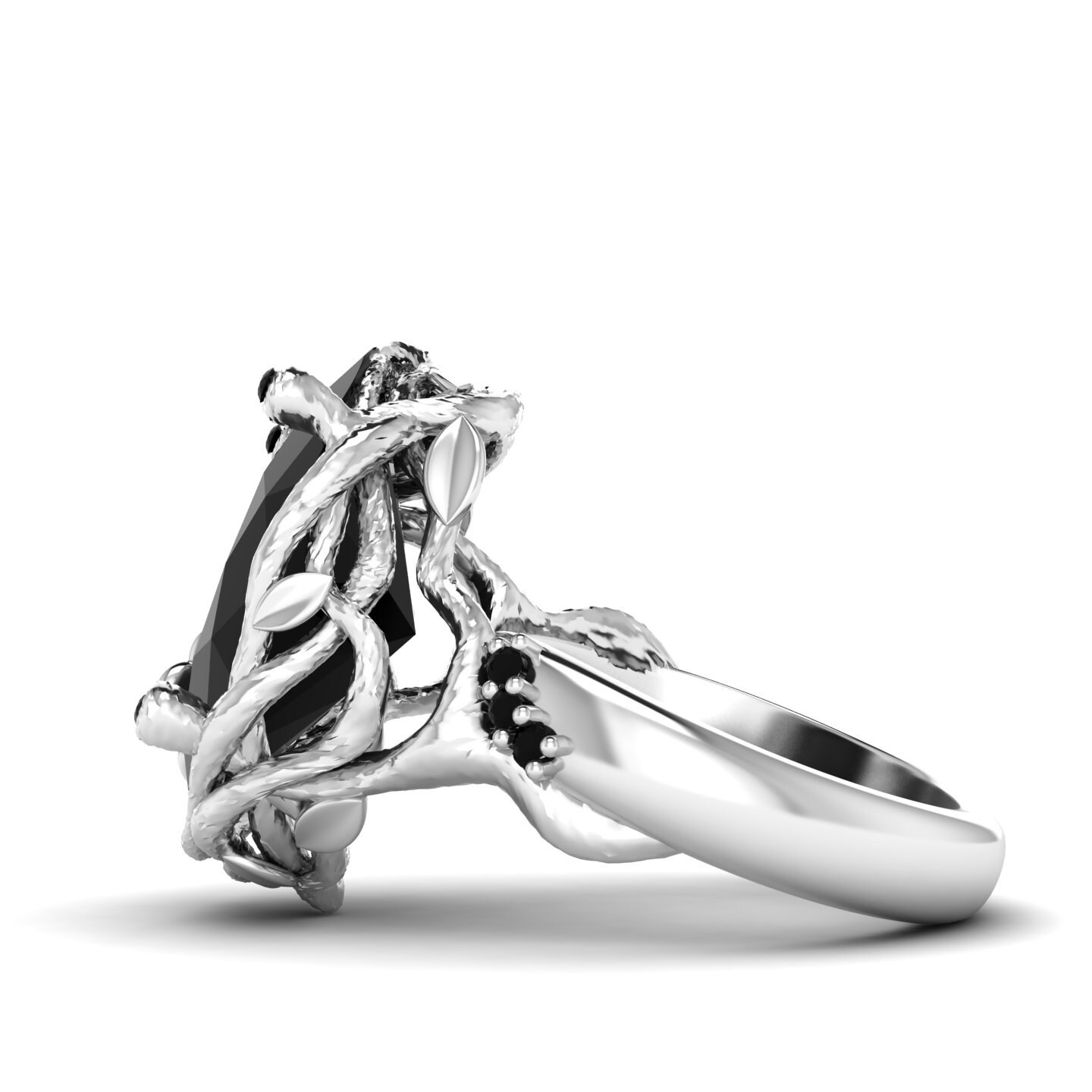 Vintage Spinel Engagement Ring Black Spinel Ring Set Wedding Etsy