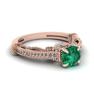 Bague d’émeraude | Bague émeraude minimaliste | Anneau empilable | Bague en pierre gemme d’émeraude | Bague en or vermeil | Bague de pierre de naissance de mai | Alliance