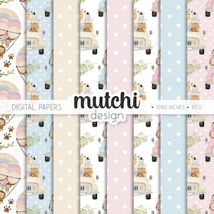 Safari candy colors animals digital papers, Jungle, animals, seamless patterns, baby colors