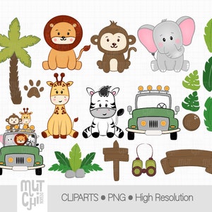 Jungle Animals Clipart , Png, Safari animaux, Jungle, Cliparts, Animaux des bois, Baby shower, kawaii, Animal line art, Cute animal clipart