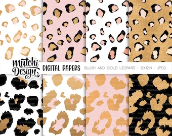 Pink and Gold Leopard Print Digital Papers (JPEG)