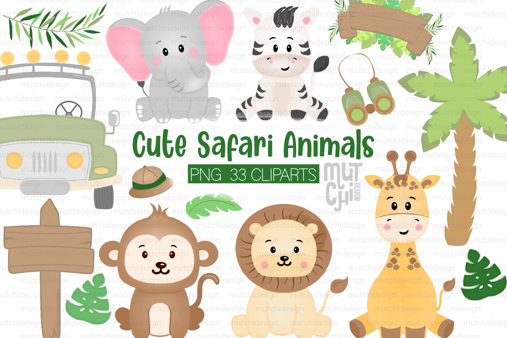 Safari Animals Clipart Png Safari Animals Jungle Etsy