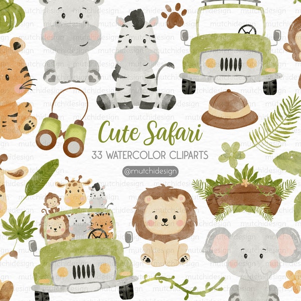 Cute Safari animals Cliparts