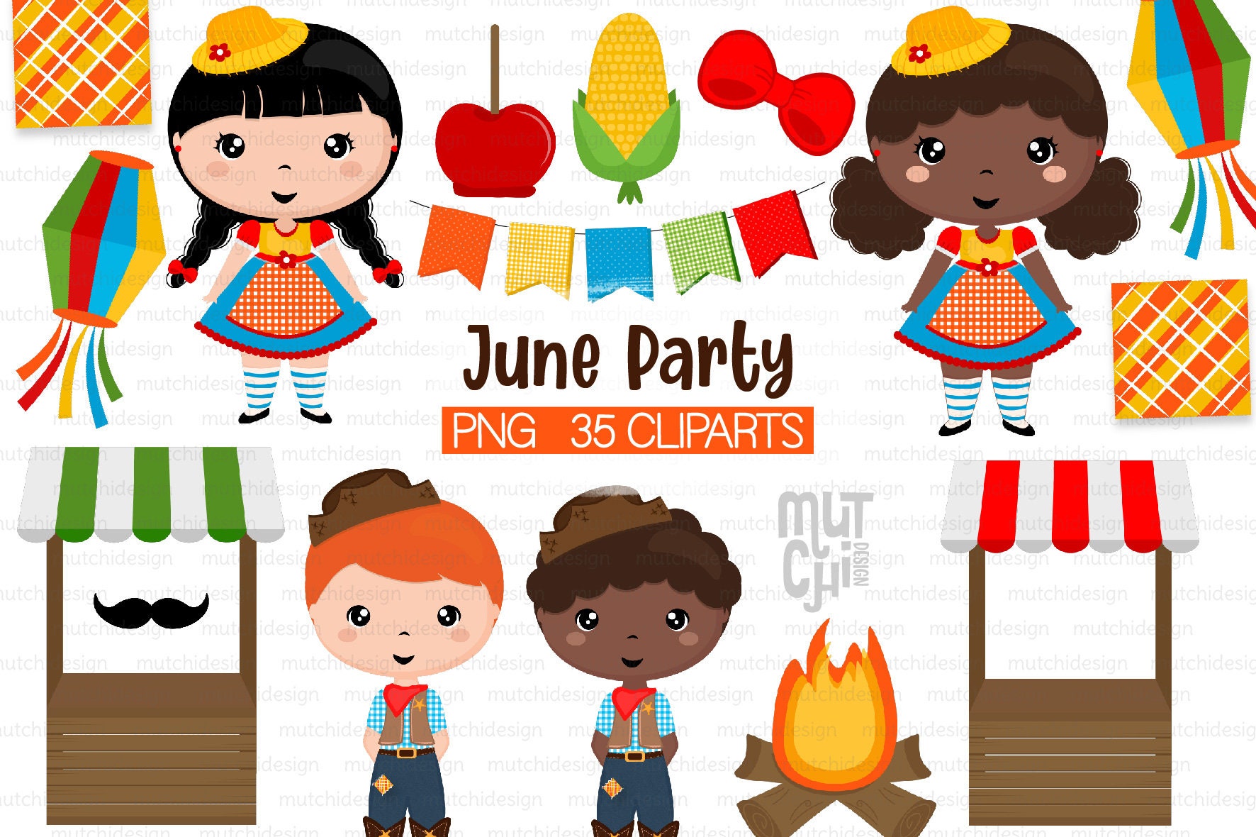 Brazilian June Party Clipart Set Png Digital Assets Festa Etsy