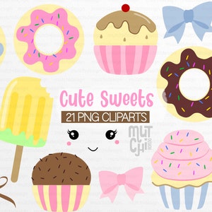 Cute Sweets Clipart Set, Candy set, Candy Colors , Cute Cliparts, Donuts, Cupcakes , Popsicle, Lollipop , Graphics