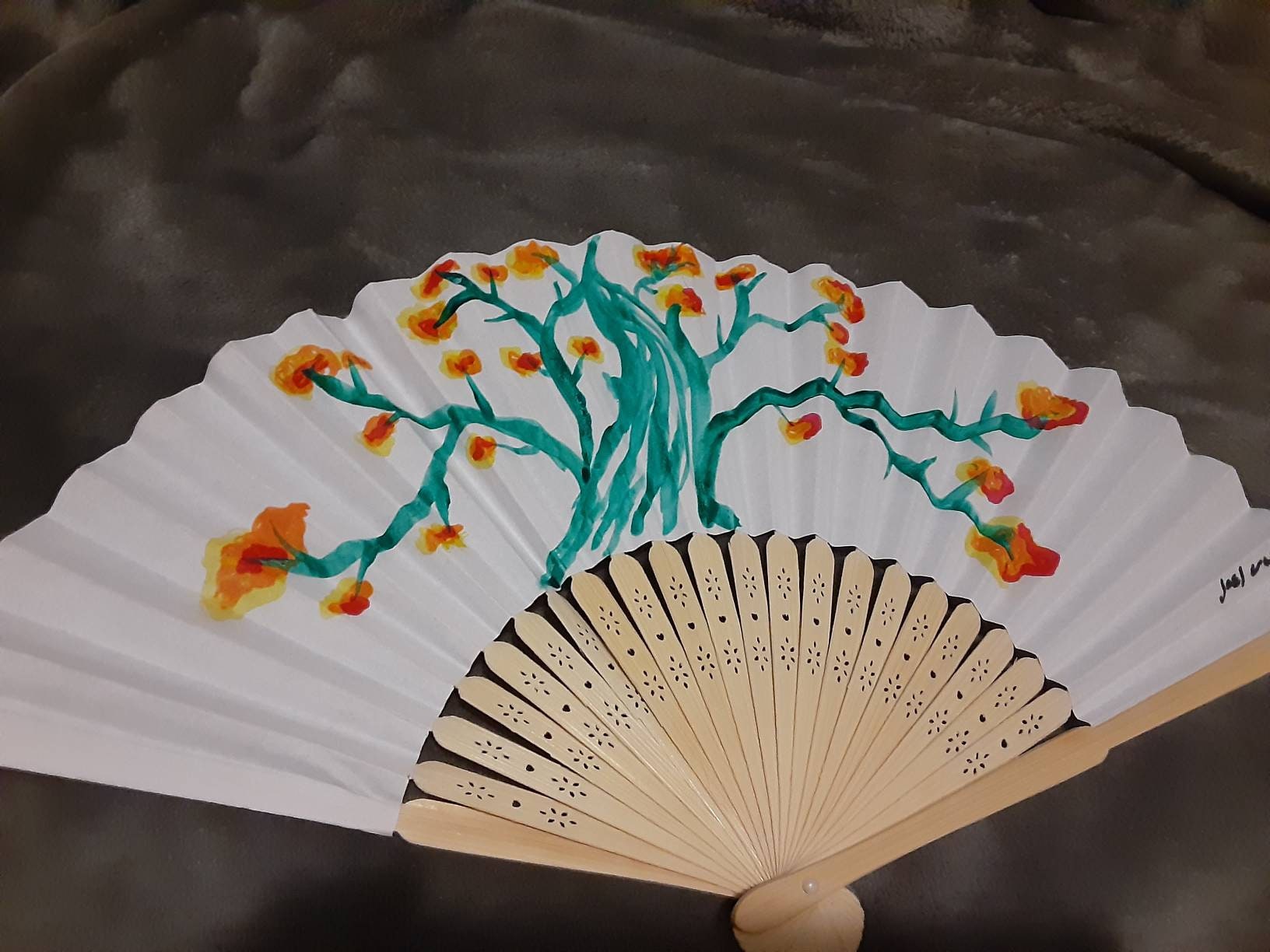 8 Hand Painted Fan Etsy