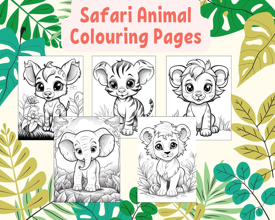 Safari Animal Coloring Pages for Kids, Printable Jungle & Zoo Animals ...
