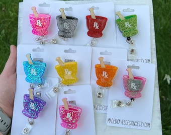 Pharmacy Technician Badge Reel / Pharmacy Tech / ID Holder / Pharmacist / Name Tag Holder / Rph / CPhT / Medical