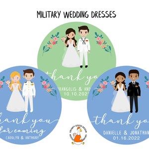 100 Wedding Thank You labels, Wedding Favor Stickers, Cartoon Figure Personalization Premium Labels-NEXT DAY SHIPPING image 6