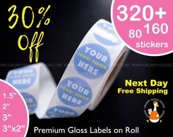 160 Premium Gloss Custom Roll Circle/ Rectangle-NEXT DAY SHIPPING-Your own design-Top Quality Custom Personalized Gift Professional