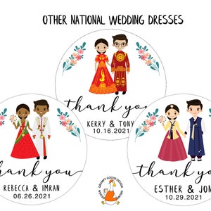 100 Wedding Thank You labels, Wedding Favor Stickers, Cartoon Figure Personalization Premium Labels-NEXT DAY SHIPPING image 5