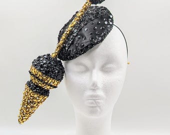 Arrow Bling: Black with Gold - Statement Hat