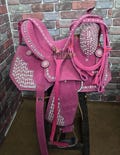Western Barrel Leather Horse Saddle Pleasure Trail Comfort Seat With Matching Headstall Breast Collar & Reins Free Shipping product logo