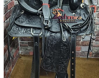 Hecha a mano Pink Cross Western Barrel Racing Leather Tack Saddle Excelente cali