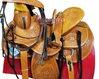 Handmade Deep Seat Western Leather Saddle: Roping Ranch Horse Tack