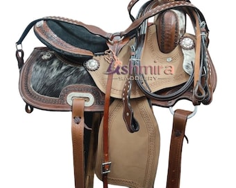 Hairon Leather Western Barrel Racing Horse Saddle Tack Set, Custom Horse Saddle Free Shipping