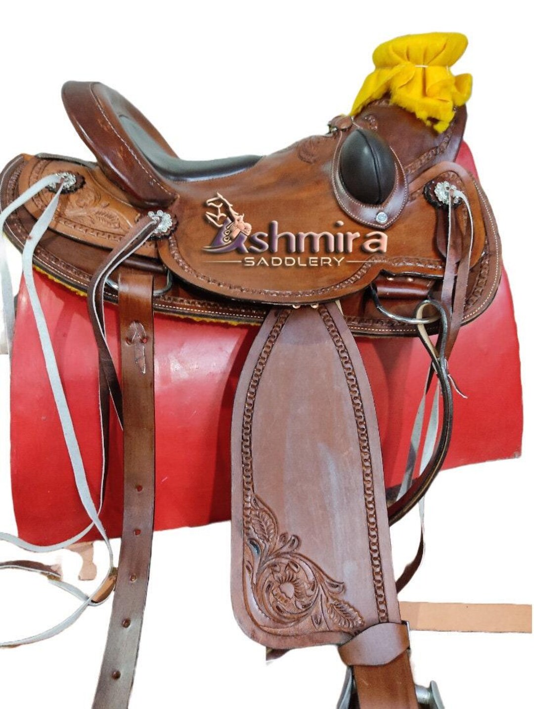 Western Leather Ranch Roping Saddle Set, Wade Tree Saddle for Ranchers ...