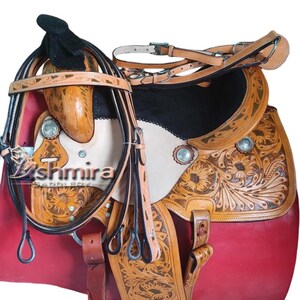 Leather Western Barrel Racing Saddle: Comfort Seat, Matching Tack Set