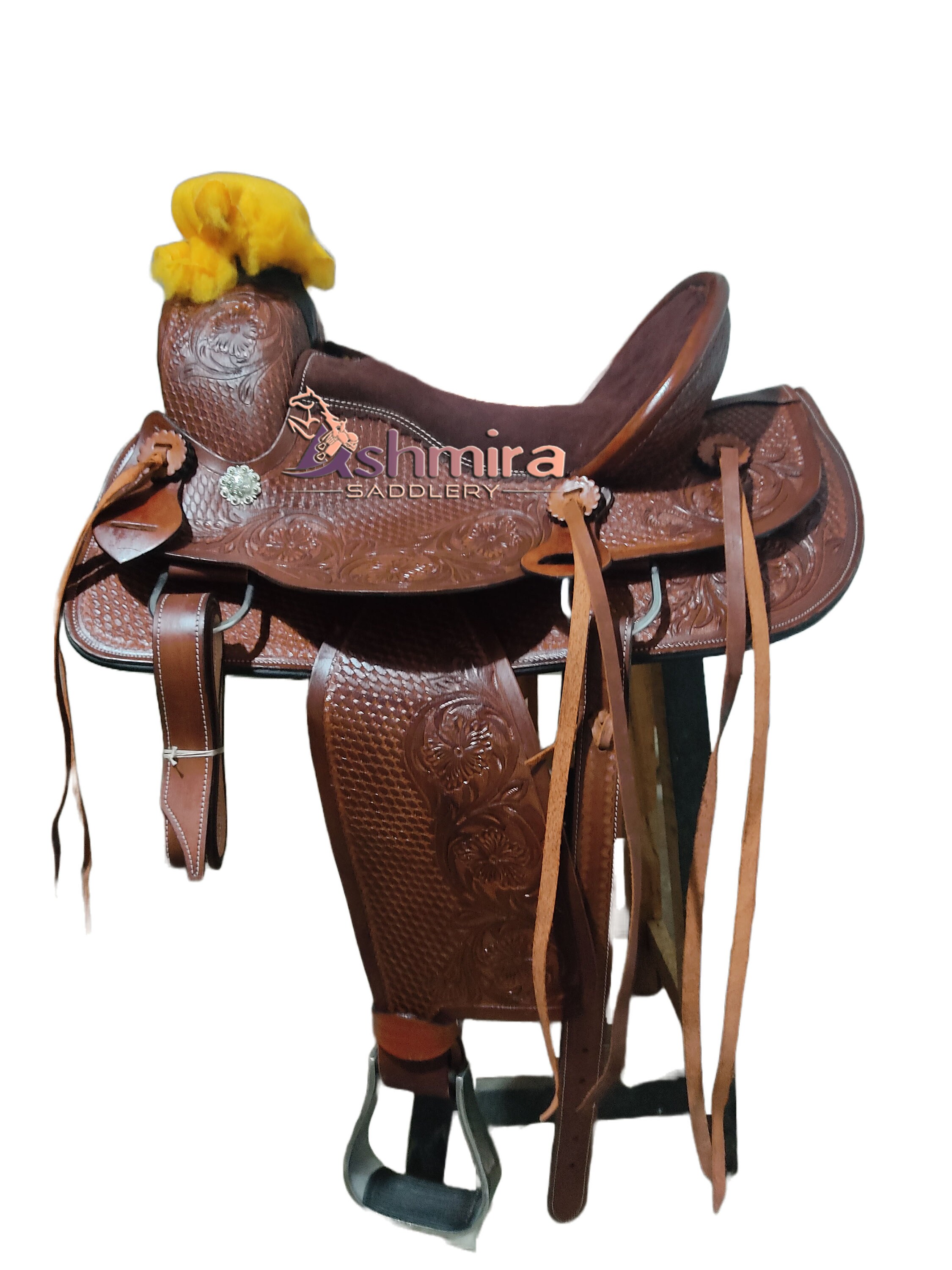 Selle Western Wade Ridex 15 Pouces Cuir - Set Complet Avec Tack - Fabriqué Inde