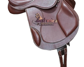 English Saddle All Purpose Premium Leather Jumping  Riding Horse Saddle Free Shipping