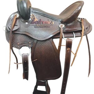 Westernpferdesattel Ledersattel punziert Pleasure mit Tack Set Versandkostenfrei