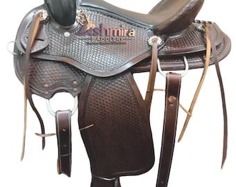 Sella Western Endurance In Pelle Piena Fibra Indiana – Taglie 14-18 Pollici, Colore Marrone