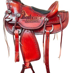 Hand Carved Leather Western Saddle: Padded Suede Seat, Silver Conchos