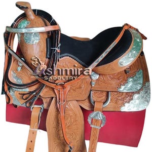 Premium Leather Western Trail Pleasure Show Saddle, Custom Barrel Show Horse Saddle Tack Set Free Shipping