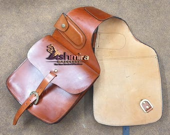 Sacoche De Selle Western En Cuir – Modèle Plain, Avec Quincaillerie Acier – Neuve